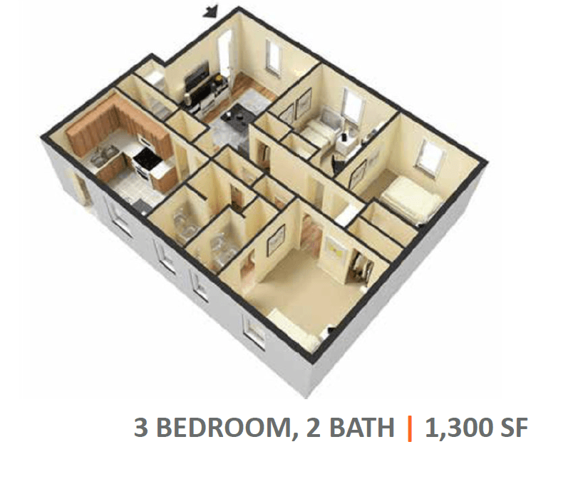 3 BEDROOM - 2 BATHROOM Image